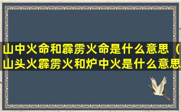 山中火命和霹雳火命是什么意思（山头火霹雳火和炉中火是什么意思）