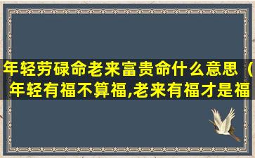 年轻劳碌命老来富贵命什么意思（年轻有福不算福,老来有福才是福）