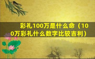 彩礼100万是什么命（100万彩礼什么数字比较吉利）