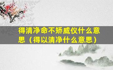 得清净命不矫威仪什么意思（得以清净什么意思）