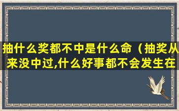 抽什么奖都不中是什么命（抽奖从来没中过,什么好事都不会发生在自己身上）