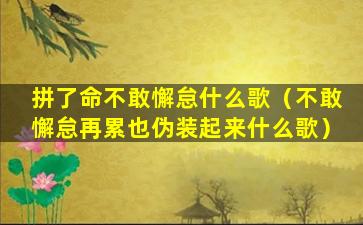 拼了命不敢懈怠什么歌（不敢懈怠再累也伪装起来什么歌）