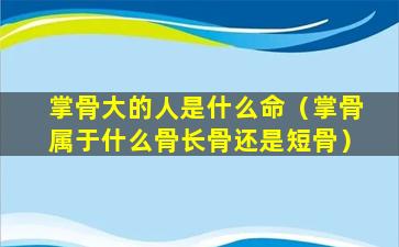 掌骨大的人是什么命（掌骨属于什么骨长骨还是短骨）