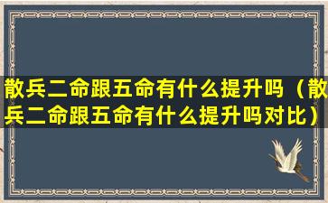 散兵二命跟五命有什么提升吗（散兵二命跟五命有什么提升吗对比）