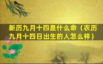 新历九月十四是什么命（农历九月十四日出生的人怎么样）