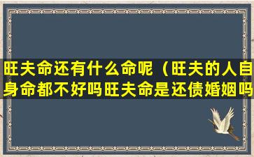 旺夫命还有什么命呢（旺夫的人自身命都不好吗旺夫命是还债婚姻吗）