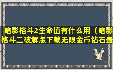 暗影格斗2生命值有什么用（暗影格斗二破解版下载无限金币钻石最新版）