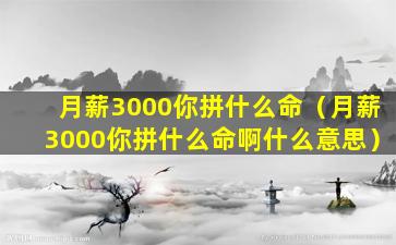 月薪3000你拼什么命（月薪3000你拼什么命啊什么意思）