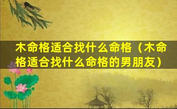 木命格适合找什么命格（木命格适合找什么命格的男朋友）