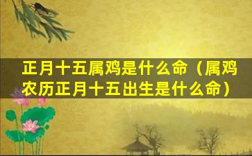 正月十五属鸡是什么命（属鸡农历正月十五出生是什么命）