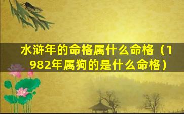 水浒年的命格属什么命格（1982年属狗的是什么命格）