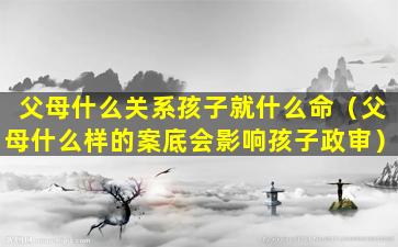 父母什么关系孩子就什么命（父母什么样的案底会影响孩子政审）