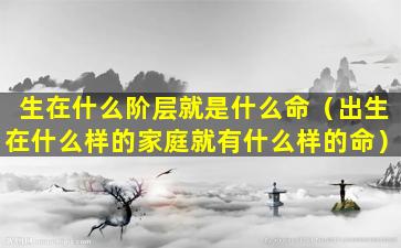 生在什么阶层就是什么命（出生在什么样的家庭就有什么样的命）