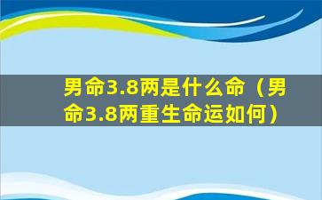 男命3.8两是什么命（男命3.8两重生命运如何）