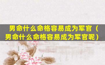 男命什么命格容易成为军官（男命什么命格容易成为军官呢）