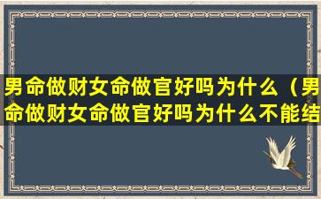 男命做财女命做官好吗为什么（男命做财女命做官好吗为什么不能结婚）