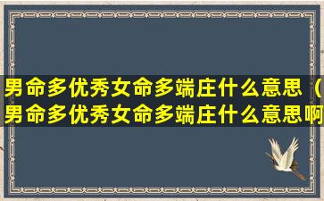 男命多优秀女命多端庄什么意思（男命多优秀女命多端庄什么意思啊）