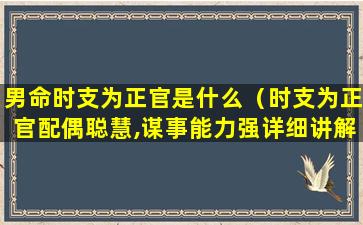 男命时支为正官是什么（时支为正官配偶聪慧,谋事能力强详细讲解）