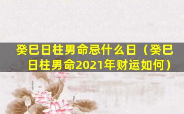 癸巳日柱男命忌什么日（癸巳日柱男命2021年财运如何）