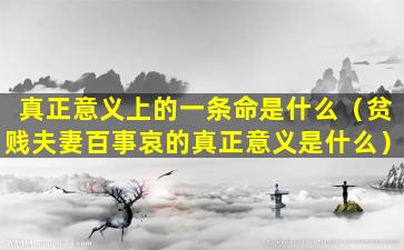 真正意义上的一条命是什么（贫贱夫妻百事哀的真正意义是什么）