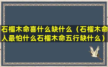 石榴木命喜什么缺什么（石榴木命人最怕什么石榴木命五行缺什么）