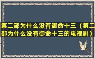 第二部为什么没有御命十三（第二部为什么没有御命十三的电视剧）