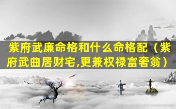 紫府武廉命格和什么命格配（紫府武曲居财宅,更兼权禄富奢翁）