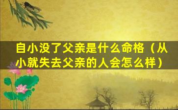 自小没了父亲是什么命格（从小就失去父亲的人会怎么样）