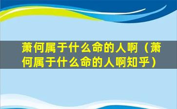 萧何属于什么命的人啊（萧何属于什么命的人啊知乎）