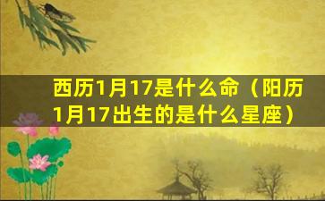 西历1月17是什么命（阳历1月17出生的是什么星座）