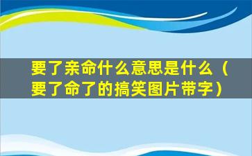 要了亲命什么意思是什么（要了命了的搞笑图片带字）