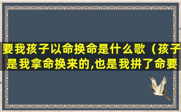 要我孩子以命换命是什么歌（孩子是我拿命换来的,也是我拼了命要守护的人）