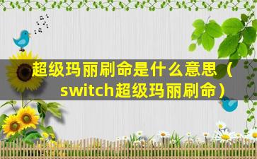 超级玛丽刷命是什么意思（switch超级玛丽刷命）