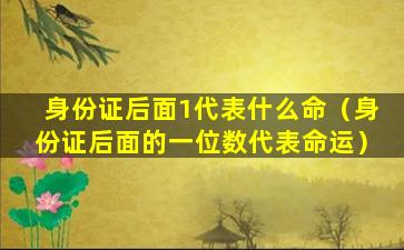 身份证后面1代表什么命（身份证后面的一位数代表命运）