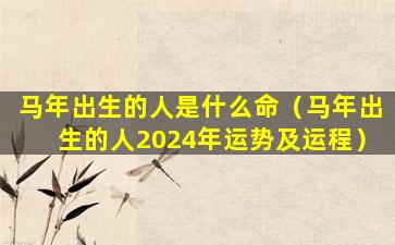 马年出生的人是什么命（马年出生的人2024年运势及运程）