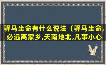 驿马坐命有什么说法（驿马坐命,必远离家乡,天南地北,凡事小心）